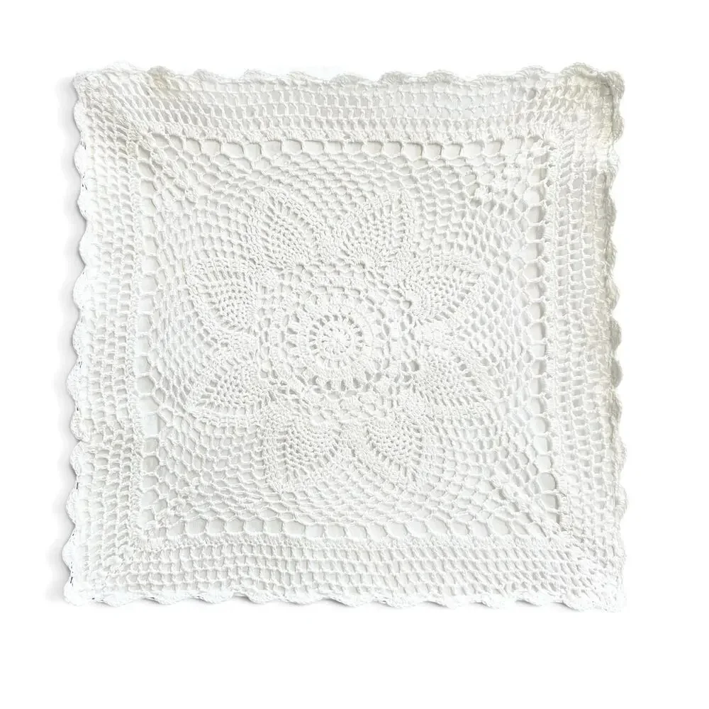 White Crochet Lace Pillow Sham 15